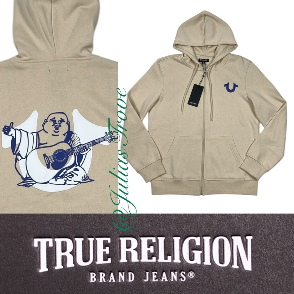 True Religion Zip Hoodie Overlap Buddha Sweatshirt NWT